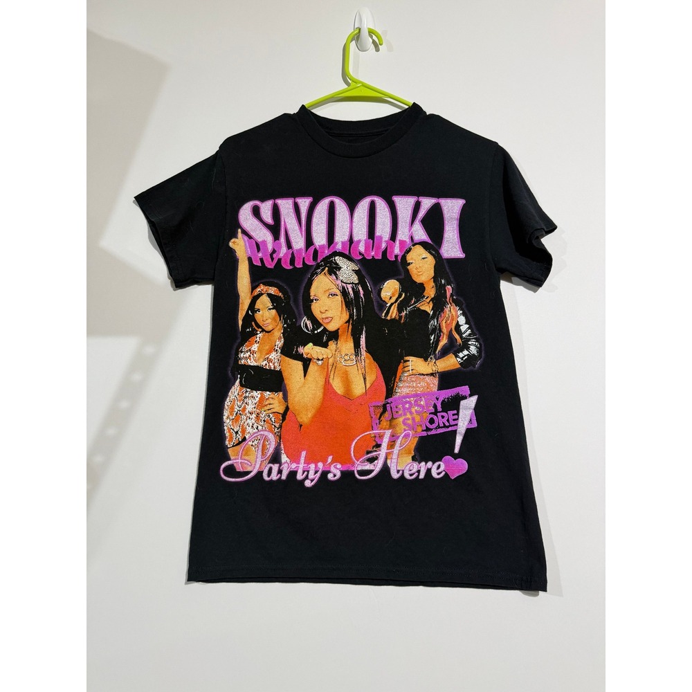 Ripple Junction Jersey Shore Snooki Graphic Tee Women S Black Excellent Glitter